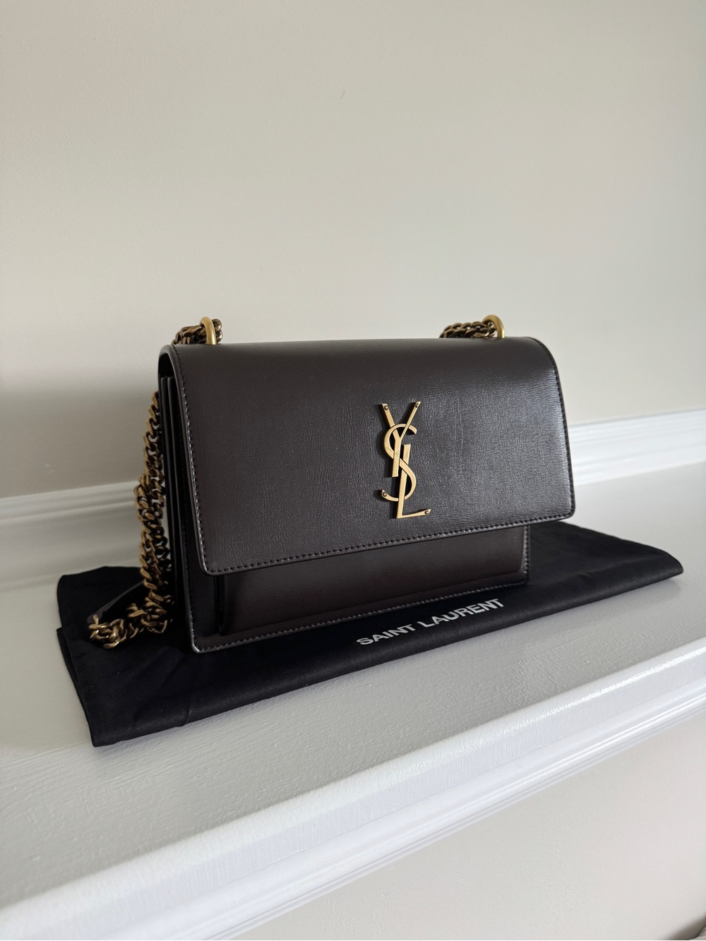 Saint Laurent Dark Chocolate Medium Sunset Bag - Picture 2 of 12